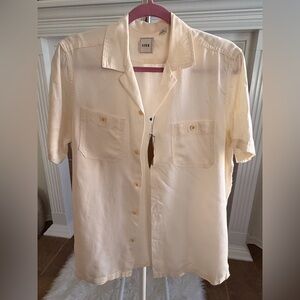 Short-Sleeve Cream Camp Collar Shirt